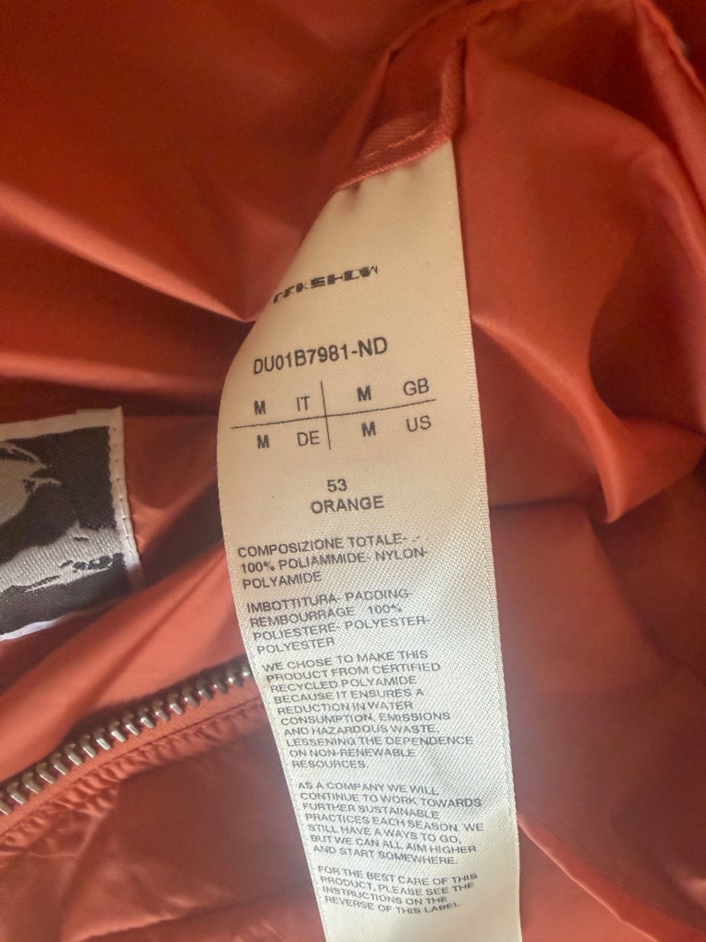 Rick Owens DRKSHDW orange nylon oversized coat M - Picture 5 of 7